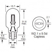 WEDGE T15 W16W: Wedge T15 base bulbs with W2.1 x 9.5d capless base and single filament from £0.01 each